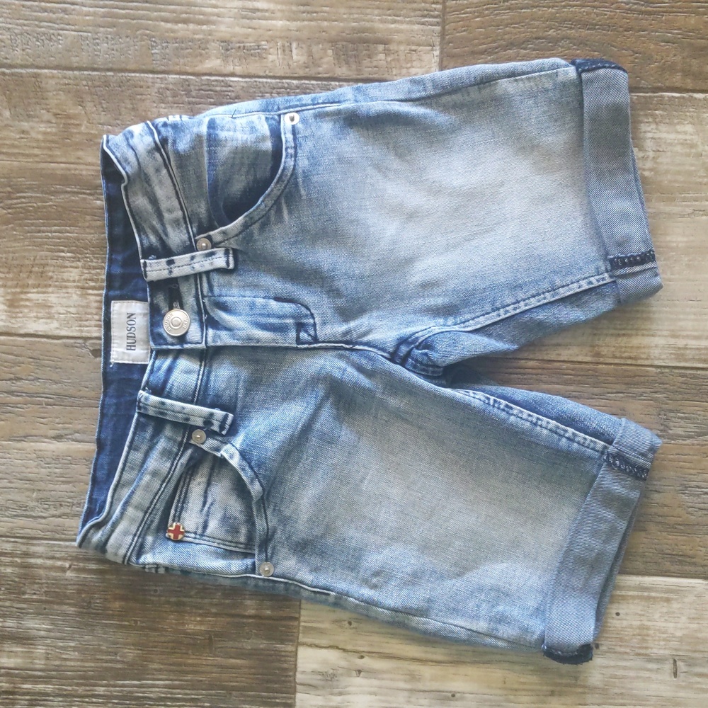 3/$30 Girls HUDSON Bermuda denim jean shorts rolled/cuffed hem sz 7